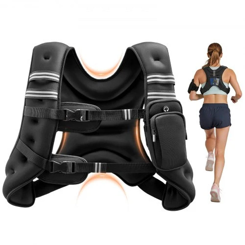 Weighted Vest, 12 Lbs Weight Vest with Reflective Stripe, Adjustable Buckle Body Weight Vest for Men Women, Workout Equipment for Strength Training, Running, Jogging, Fitness, and Weight Loss