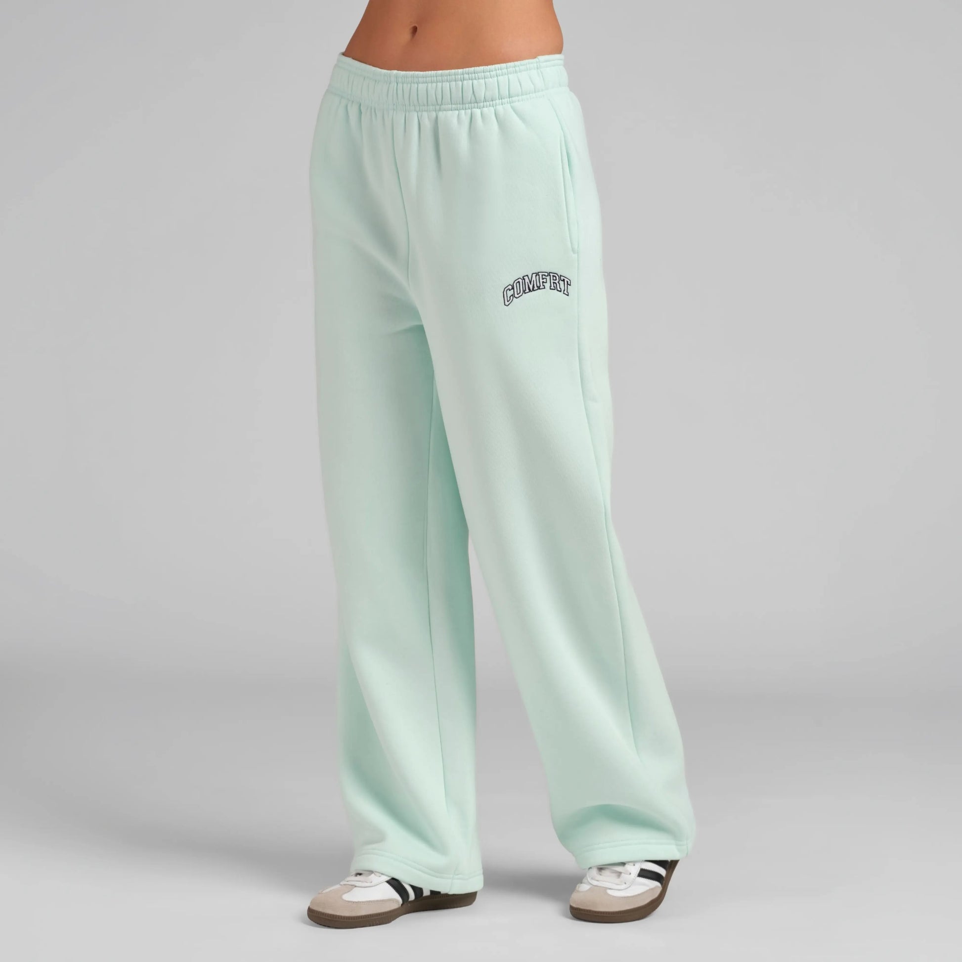 Comfrt | Varsity Straight Leg Sweatpants | Collegiate Style Embroidered Logo Sweatpants