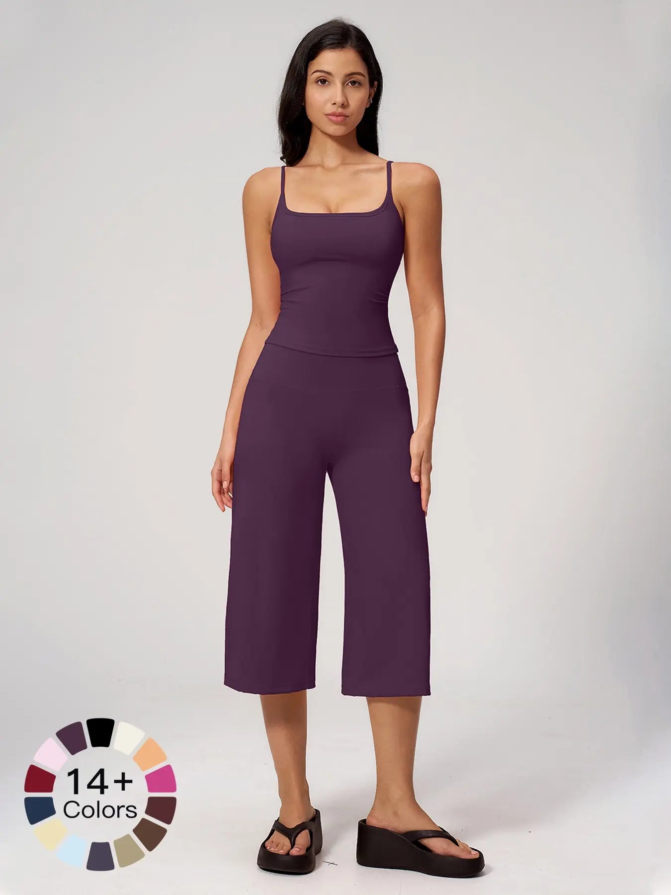 New Yoga Tank Top High Waist Quick-Dry Casual Mid-Length Pants Running Outdoor Athletic Sportswear Yoga Set for Women, Comfortable and Stylish Activewear