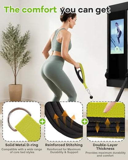 Wonderful Day Upgraded Pilates Loops Compatible with Tonal Smart Home Gym, Soft Thickened Double Loop Straps with Sturdy Adapters, Fitness Accessories for Reformer & Wall Pulley (2 Count)