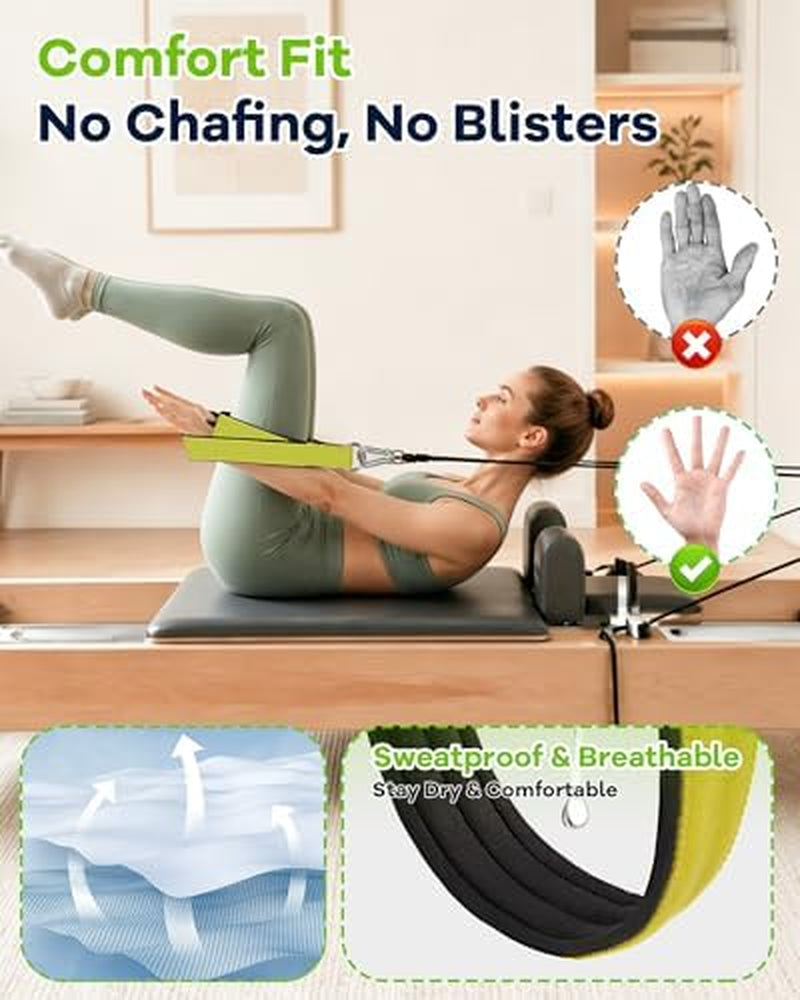 Wonderful Day Upgraded Pilates Loops Compatible with Tonal Smart Home Gym, Soft Thickened Double Loop Straps with Sturdy Adapters, Fitness Accessories for Reformer & Wall Pulley (2 Count)