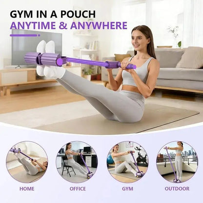6-Strand Heavy Duty Abdominal Crunch Assist Equipment, Non-Slip Ft Pedal & Resistance Bands, Portable Home Strength Training Tool for Leg & Core Workouts