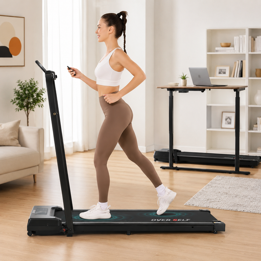 2-in-1 Folding Treadmill with Handle for Home & Office – Under Desk Walking Treadmill
