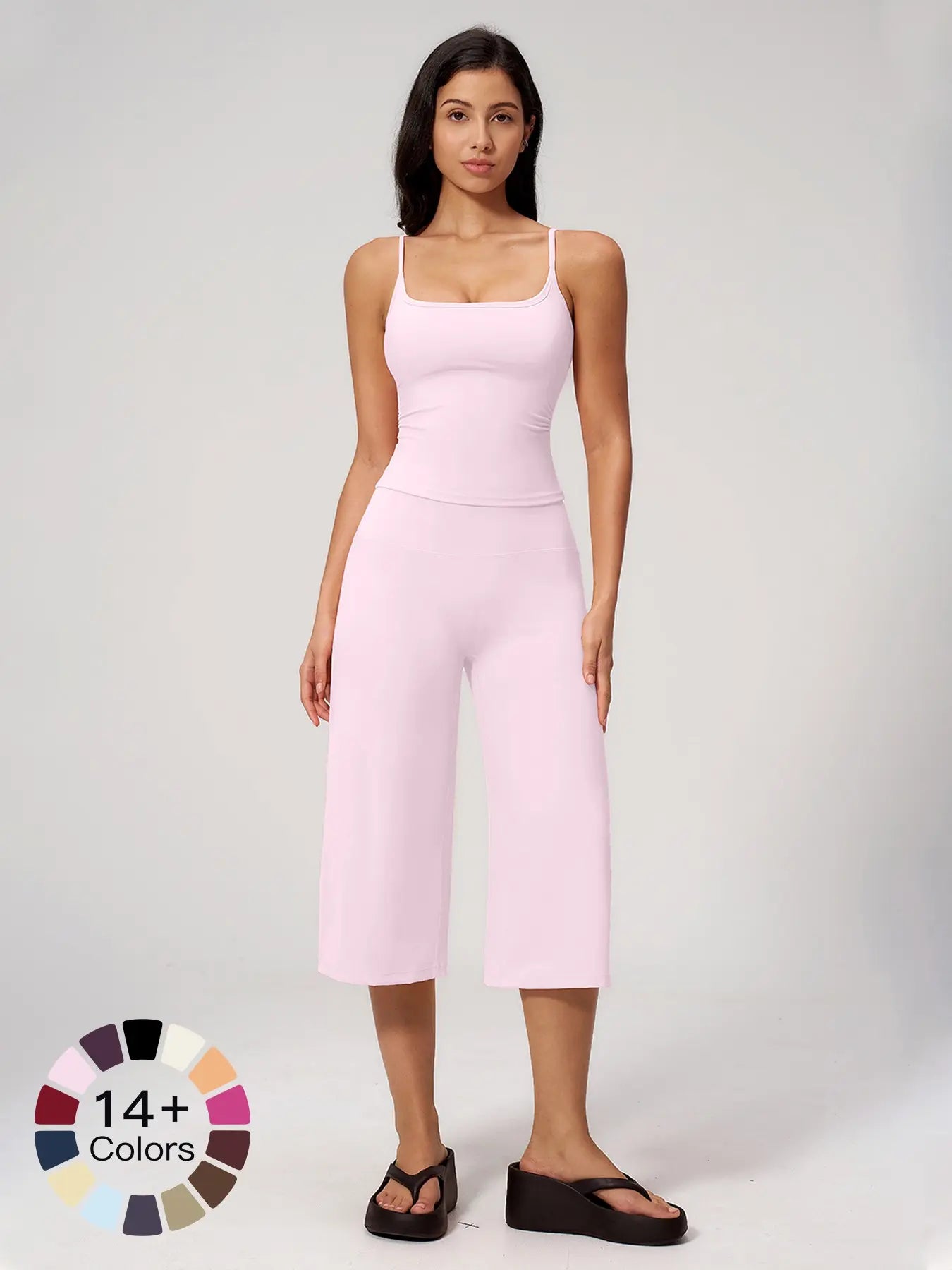 New Yoga Tank Top High Waist Quick-Dry Casual Mid-Length Pants Running Outdoor Athletic Sportswear Yoga Set for Women, Comfortable and Stylish Activewear