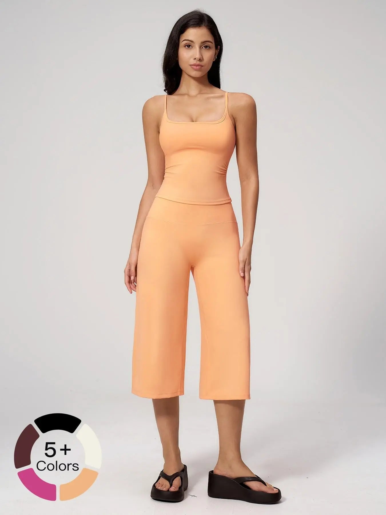 New Yoga Tank Top High Waist Quick-Dry Casual Mid-Length Pants Running Outdoor Athletic Sportswear Yoga Set for Women, Comfortable and Stylish Activewear
