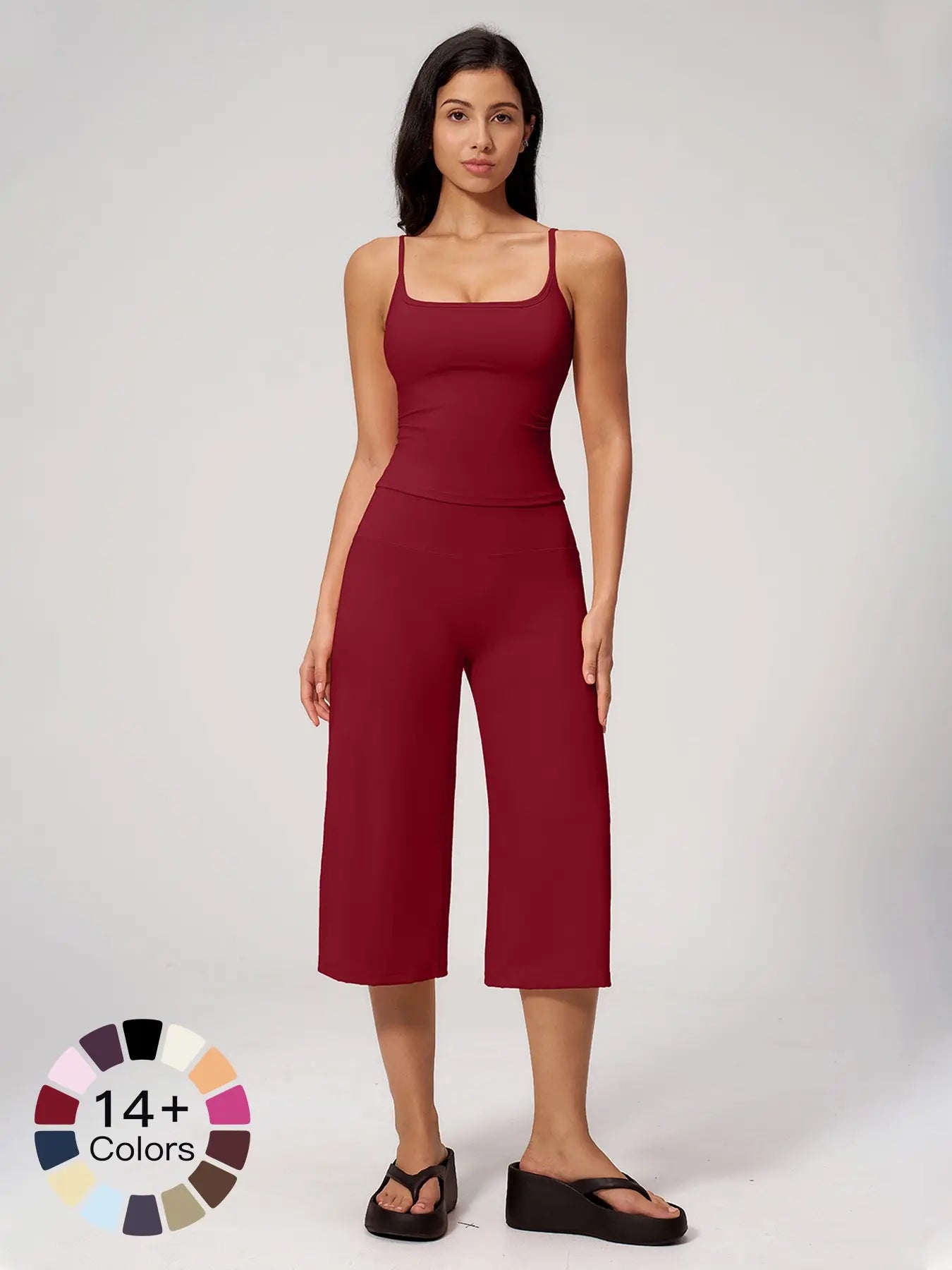 New Yoga Tank Top High Waist Quick-Dry Casual Mid-Length Pants Running Outdoor Athletic Sportswear Yoga Set for Women, Comfortable and Stylish Activewear