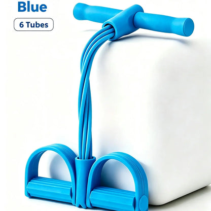 6-Strand Heavy Duty Abdominal Crunch Assist Equipment, Non-Slip Ft Pedal & Resistance Bands, Portable Home Strength Training Tool for Leg & Core Workouts