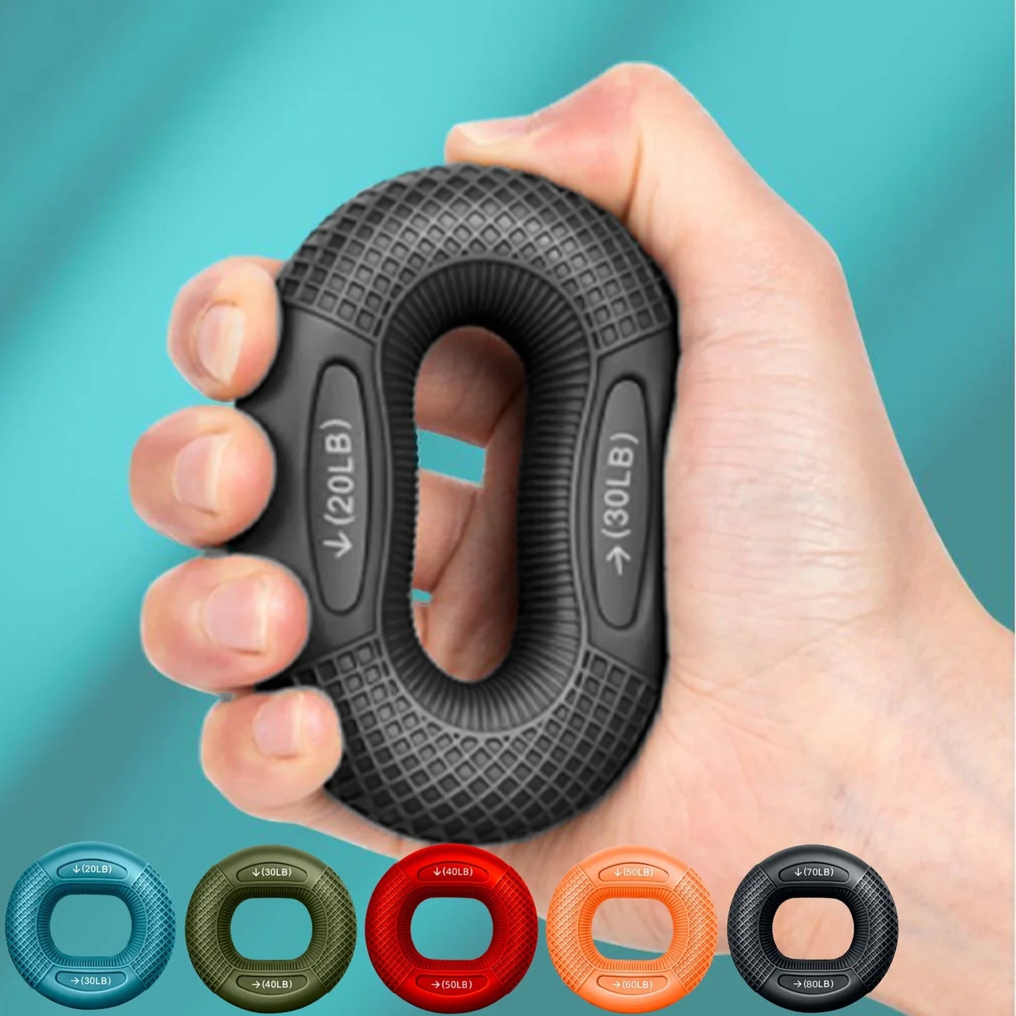 1Pc Hand Grip Strengthener, Grip Strength Trainer, Fingers Exerciser - Silicone Rings for Muscle Training Sports Rock Climbing Finger Rehabilitation Training,Hand & Wrist Muscles Trainer Stress Relief,5 Resistance Levels