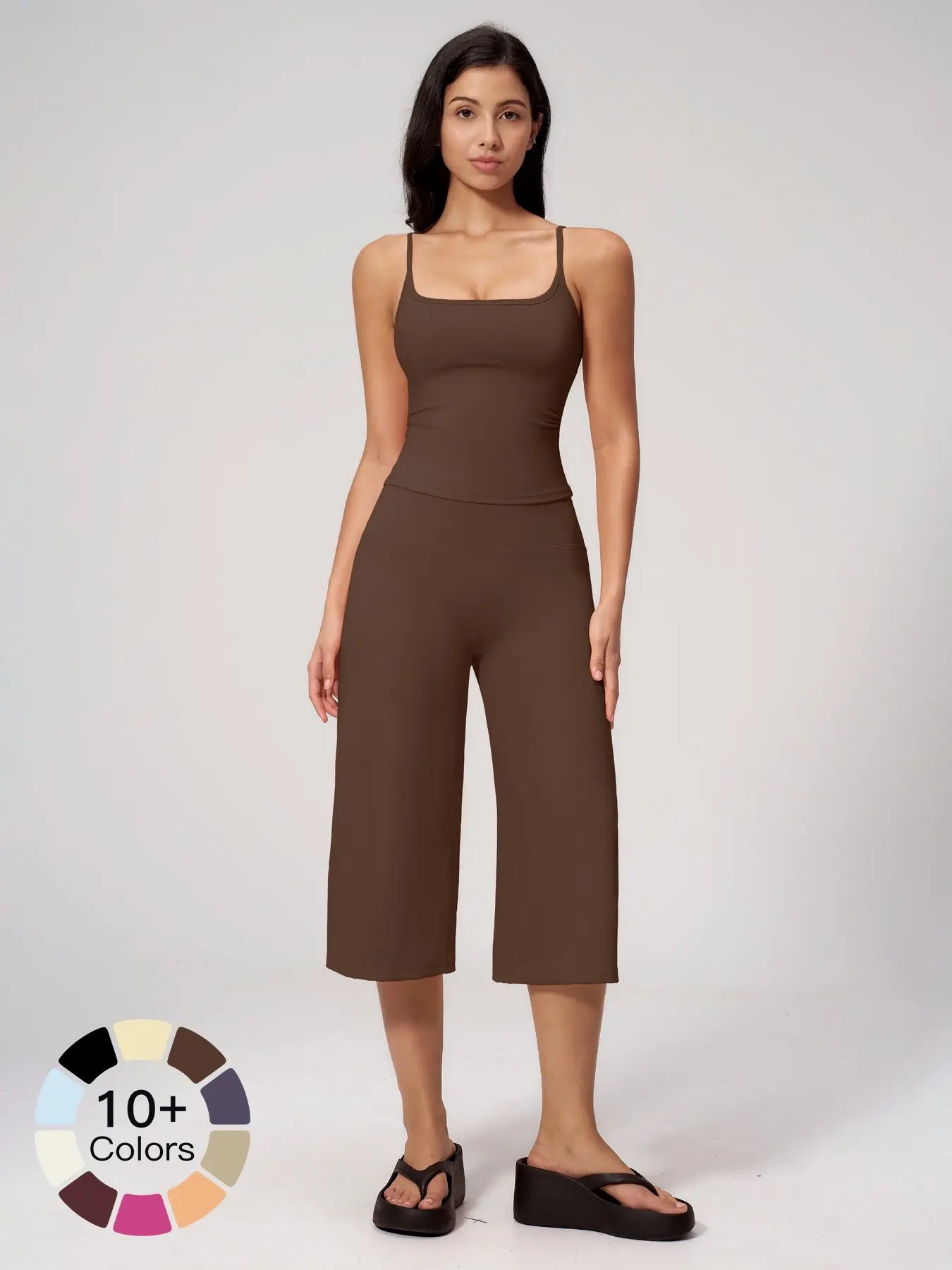 New Yoga Tank Top High Waist Quick-Dry Casual Mid-Length Pants Running Outdoor Athletic Sportswear Yoga Set for Women, Comfortable and Stylish Activewear