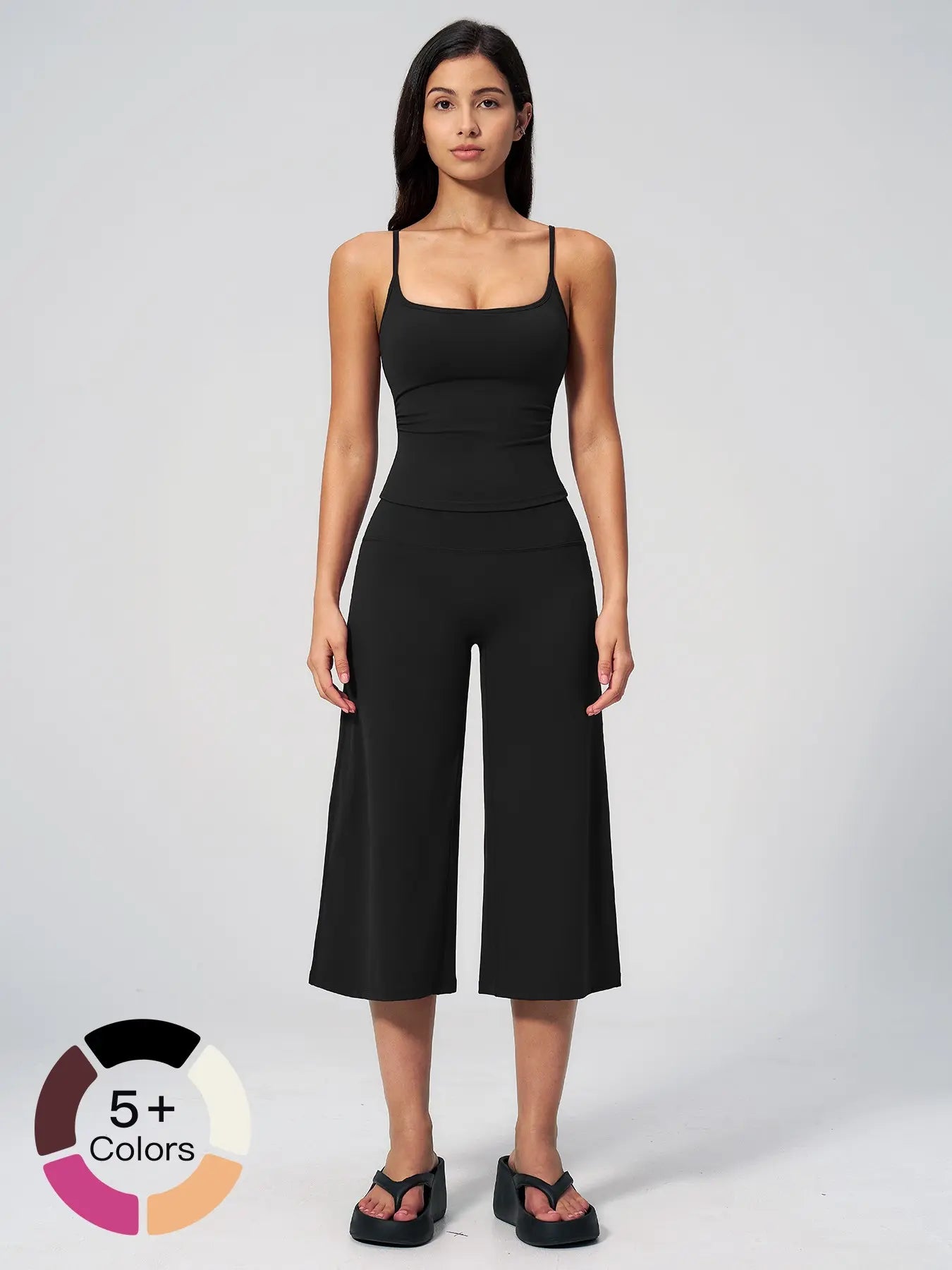 New Yoga Tank Top High Waist Quick-Dry Casual Mid-Length Pants Running Outdoor Athletic Sportswear Yoga Set for Women, Comfortable and Stylish Activewear