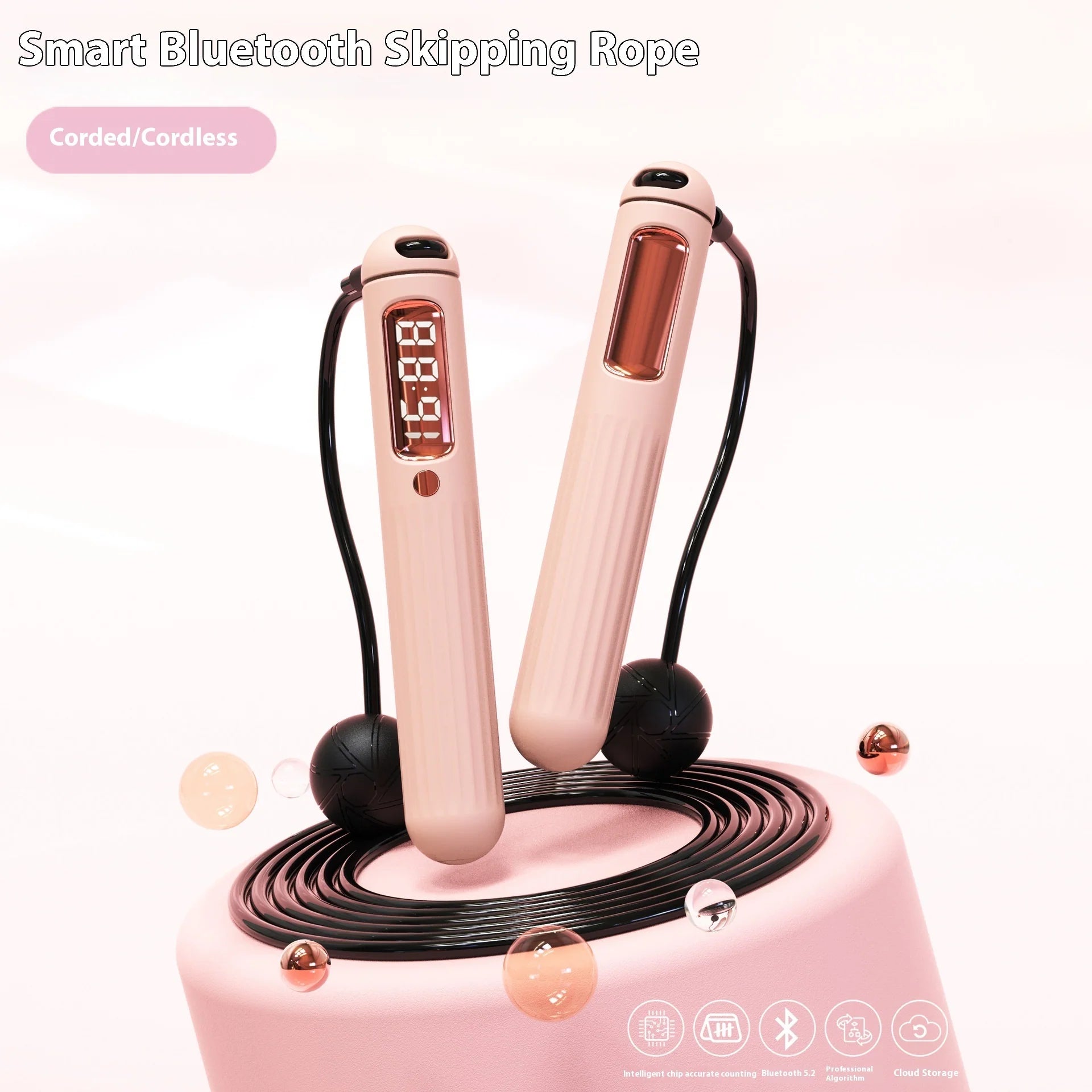 Smart Bluetooth Skipping Rope with Counterfitness Weight Bearing Ball