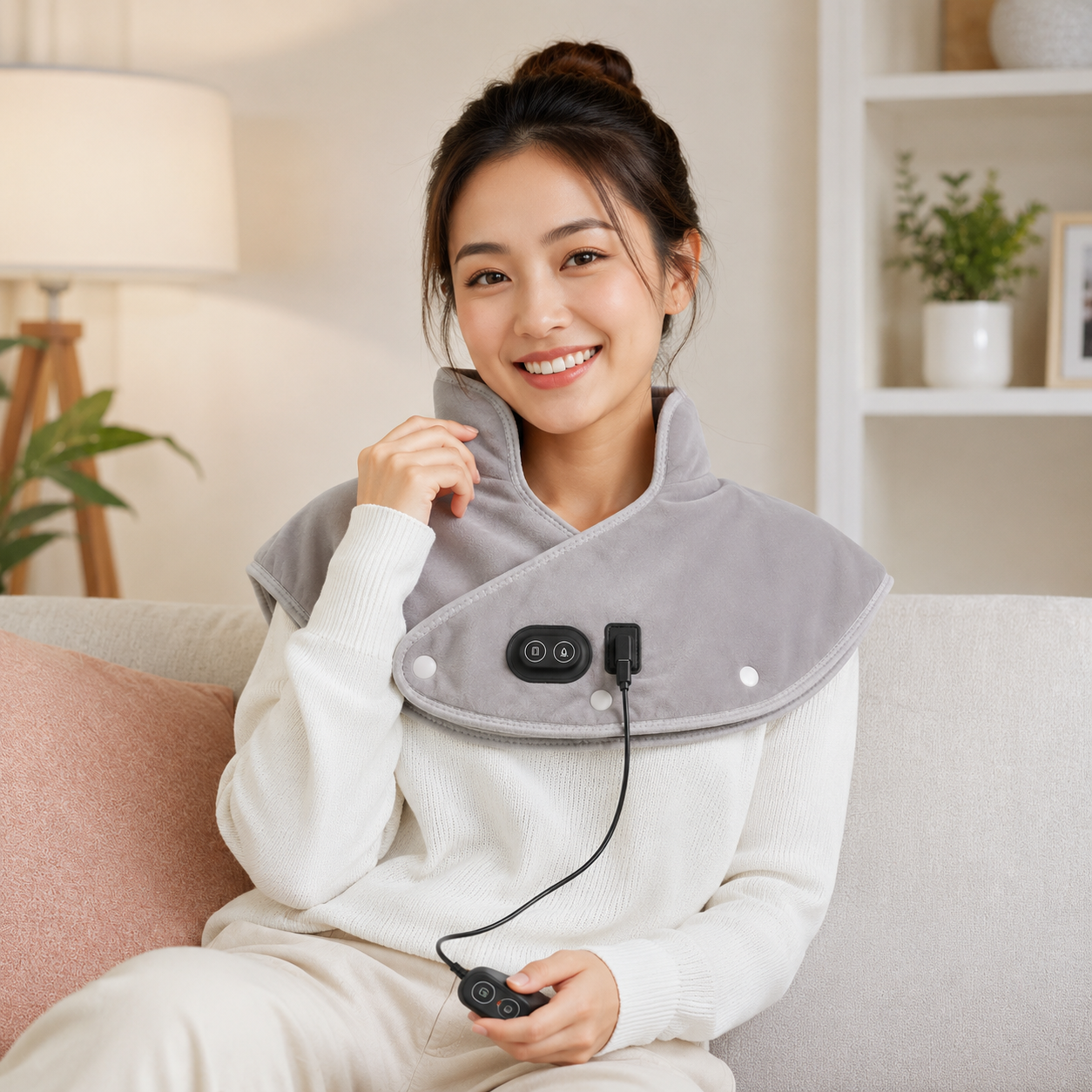 Electric Heated Neck & Shoulder Wrap – Heat & Massage Modes, USB Powered