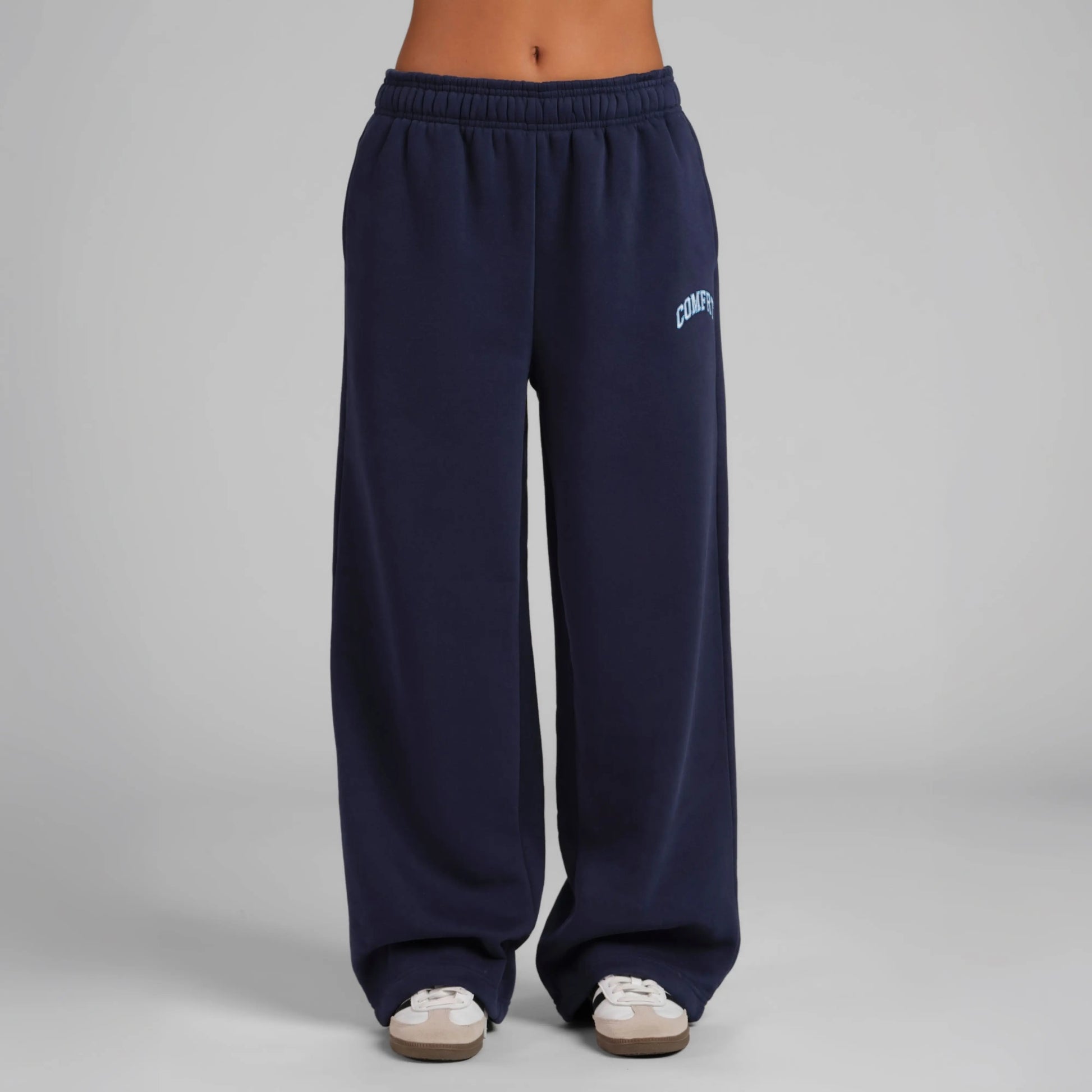 Comfrt | Varsity Straight Leg Sweatpants | Collegiate Style Embroidered Logo Sweatpants
