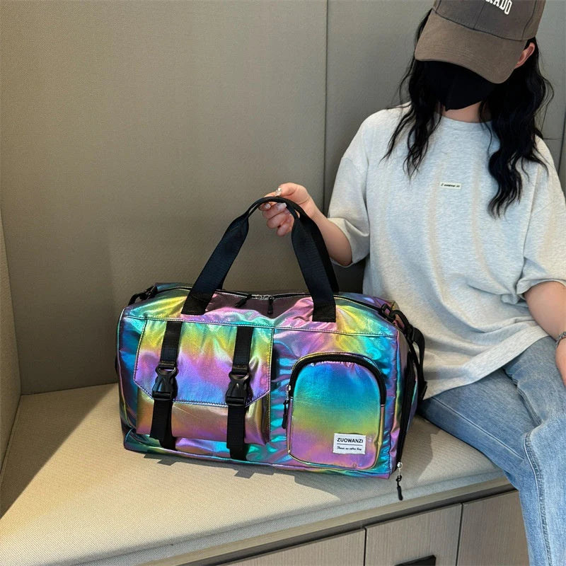Colorful Pearlescent Yoga Fitness Bag with Dry-Wet Separation